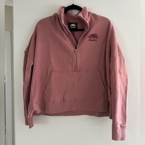 Dusty Pink Roots QuarterZip Sweater